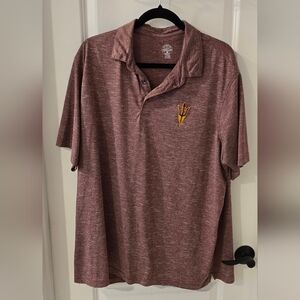 Rivalry Threads Maroon Heather Polo with Gold Trident Logo ASU Sundevils